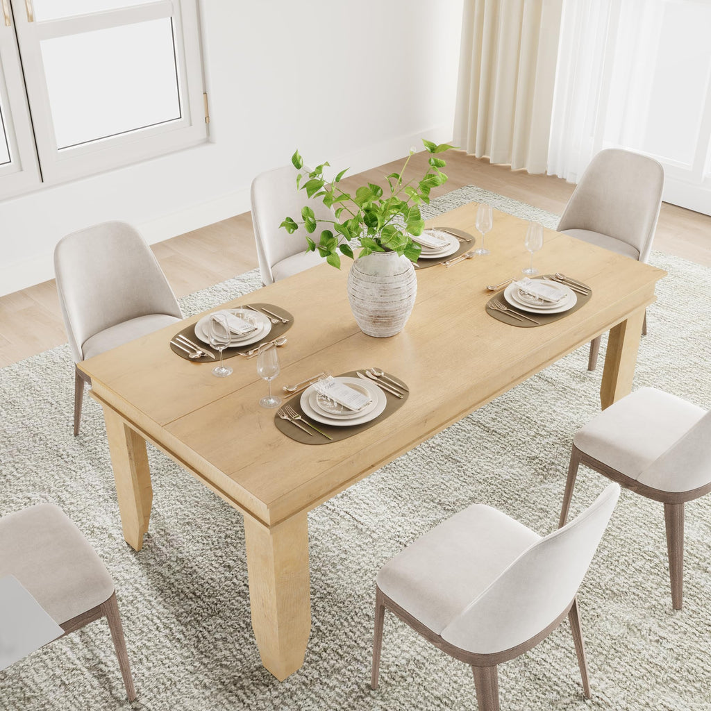 Farmhouse Dining Table for 6-8 People, 71" Long Kitchen Tables