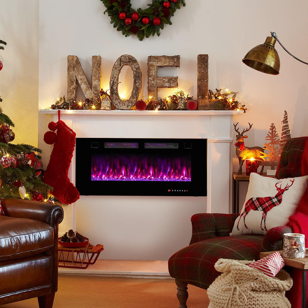 42 Inches WiFi Electric Fireplace, Ultra Thin Linear Wall Mounted