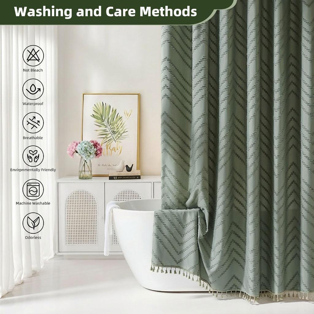 Sage Green Shower Curtain Boho Shower Curtain
