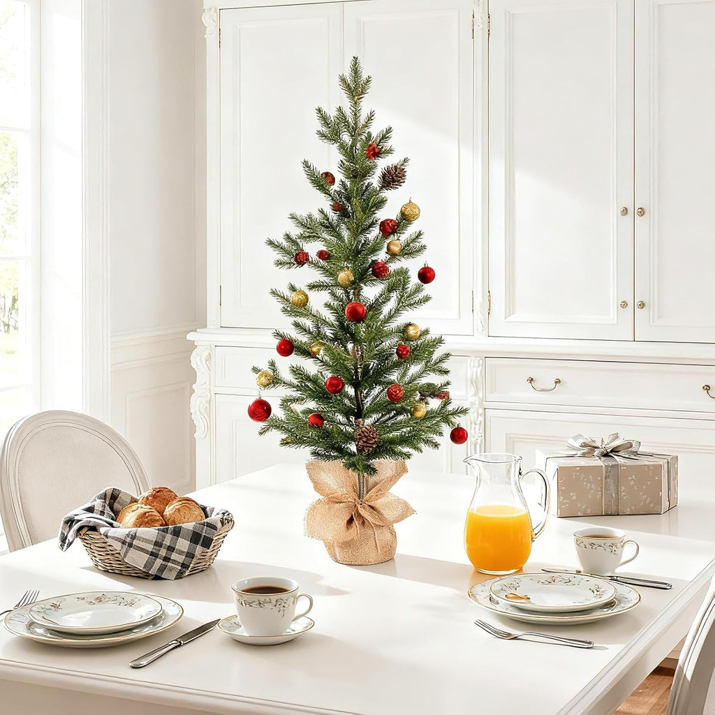 3FT Tabletop Artificial Christmas Tree, 209 PE Tips, Unlit, Office