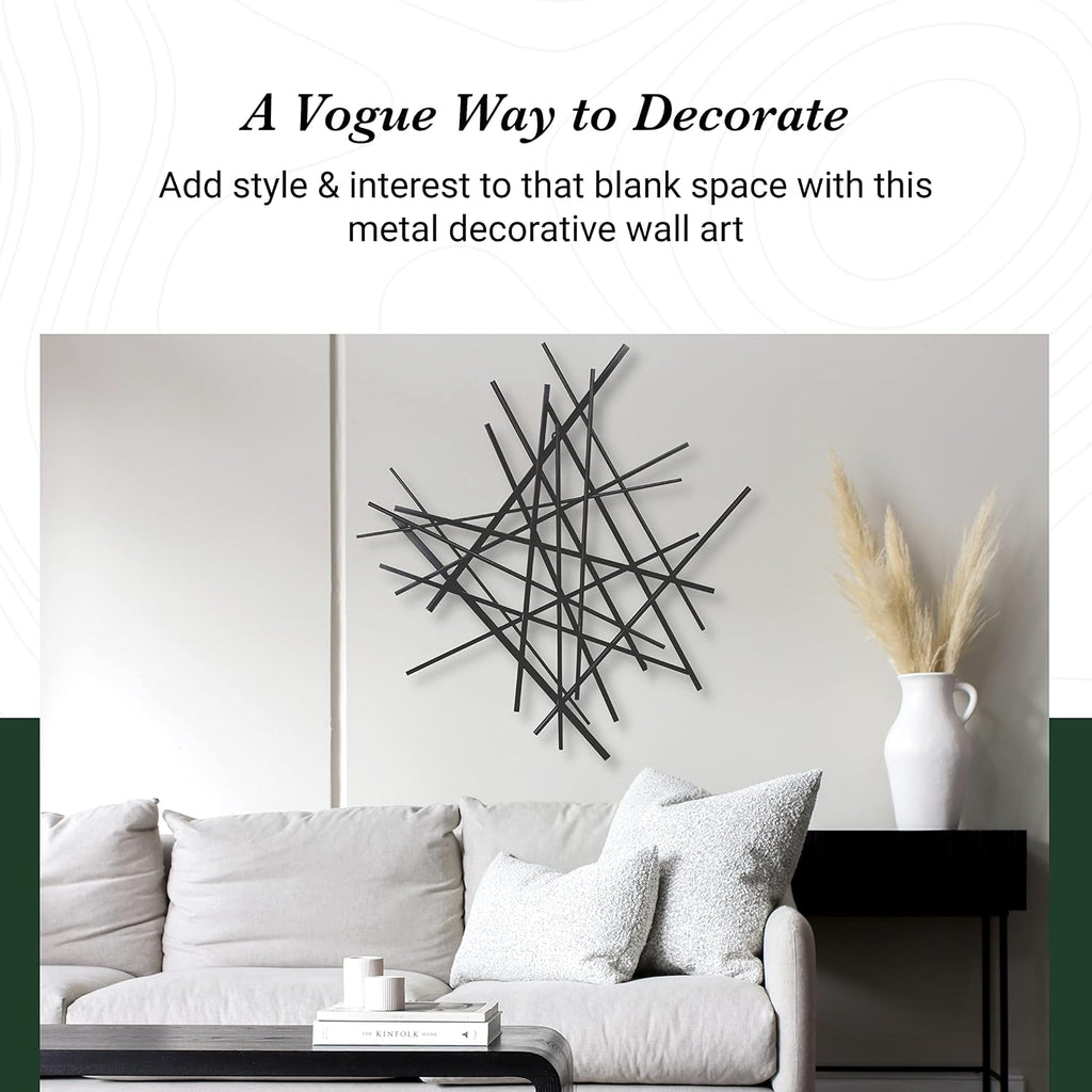Avalon Abstract Metal Wall Decor - Handcrafted Modern 28.5" Black Sculpture