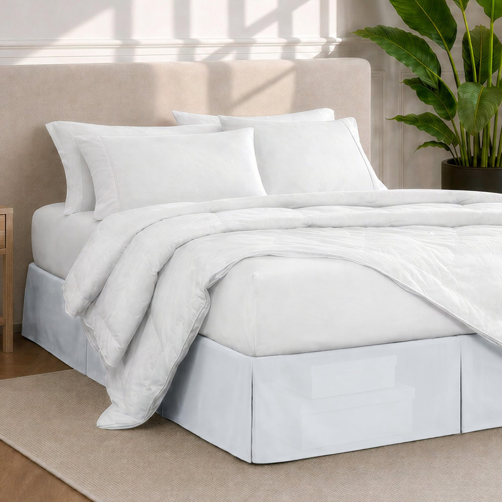 Bed Skirt 15-Inch Drop 1800 Ultra-Soft (Full, White)