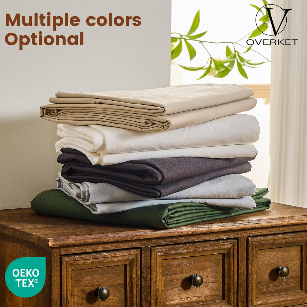 100% Linen Sheets, Breathable & Durable 4-Piece Bed Flax Sheet Set, Soft All-Season Bedding for Hot Sleepers