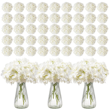 Artificial, 305 pcs Real Looking White Silk Fake Bulk, White Faux Bridal Shower with Stems for DIY Wedding Bouquets