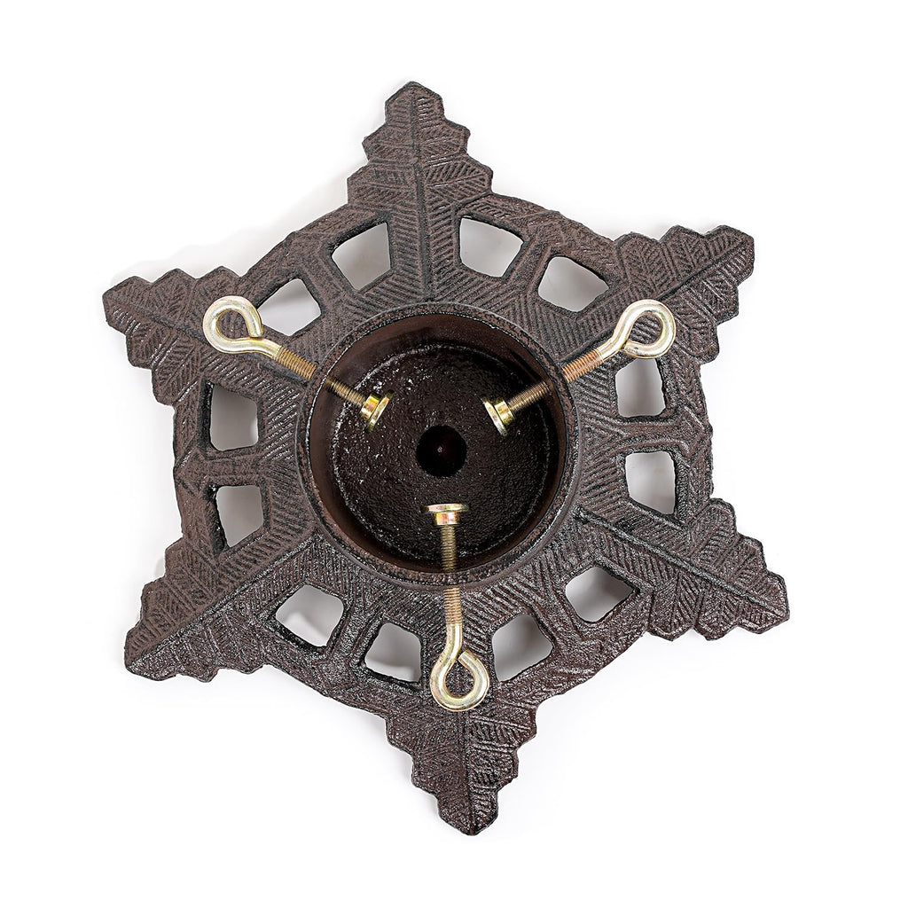 Cast Iron Christmas Tree Stand with Snowflake Base, Max 3.5in Trunk