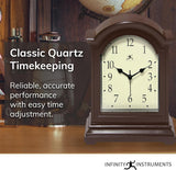 Infinity Instruments Miniature Grandfather Clock for Mantle, Vintage Tabletop Clock with Antique Design, 9"x6", Black