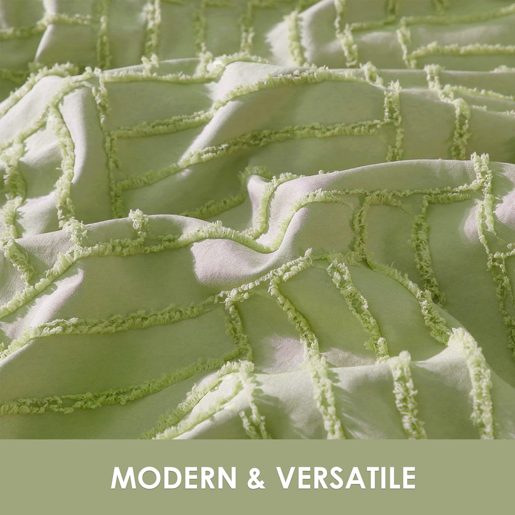 Home Comforter Set Leaf Green, 2 Pieces Clipped Jacquard Comforter Set, All Season Lightweight Soft Shabby Chic