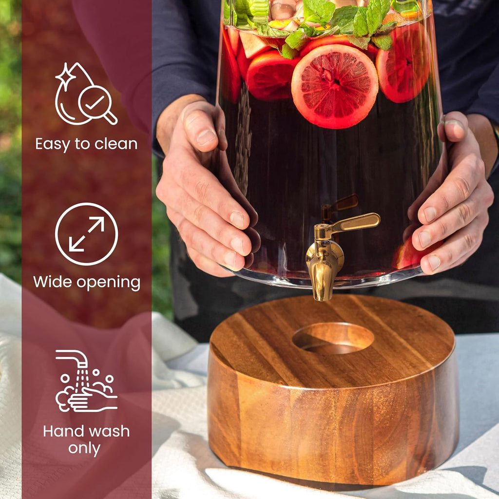 Glass Drink Dispenser with Spigot - Beverage Dispenser with Stand