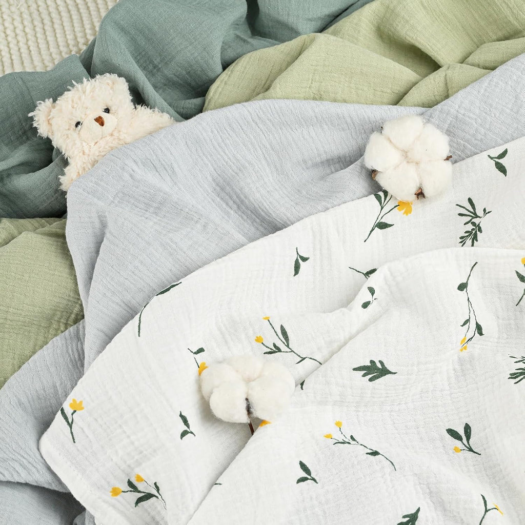 Muslin Swaddle Blankets for Newborns, Large 40''x38'', Pack