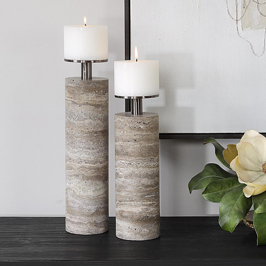 Shadowstone - Candleholder (Set of 2)-15.5 Inches Tall and 4 Inches Wide