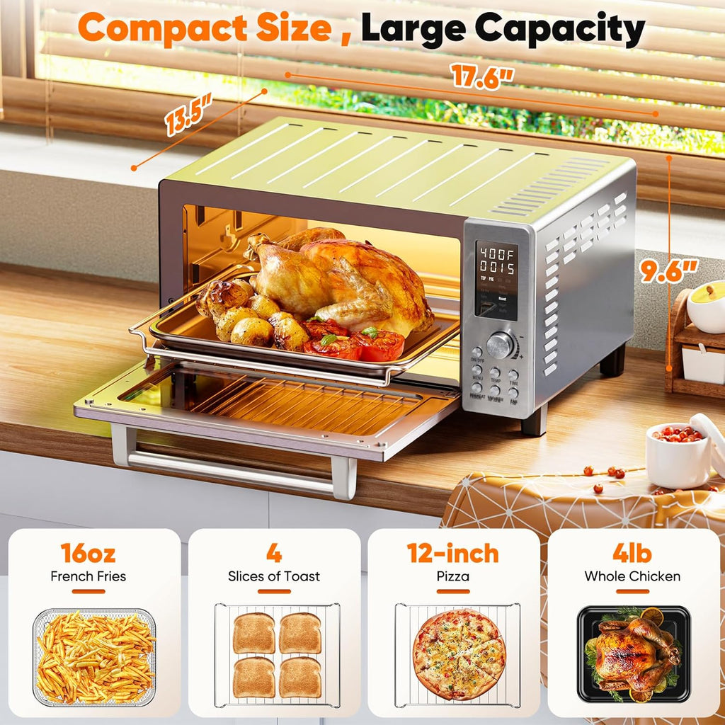 Bravo Pro Convection Air Fryer Toaster Oven Combo, 2025 New and Improved, 10-in-1, 50°-450°F Temp Controls, Quick &