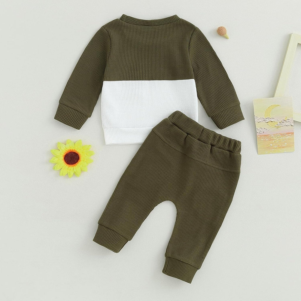 Toddler Baby Boy Fall Clothes Contrast Color Sweatshirt Pants Sets