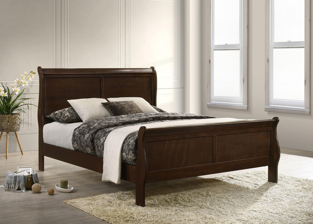 Louis Philippe Eastern Sleigh Bed, Cappuccino 202411KE