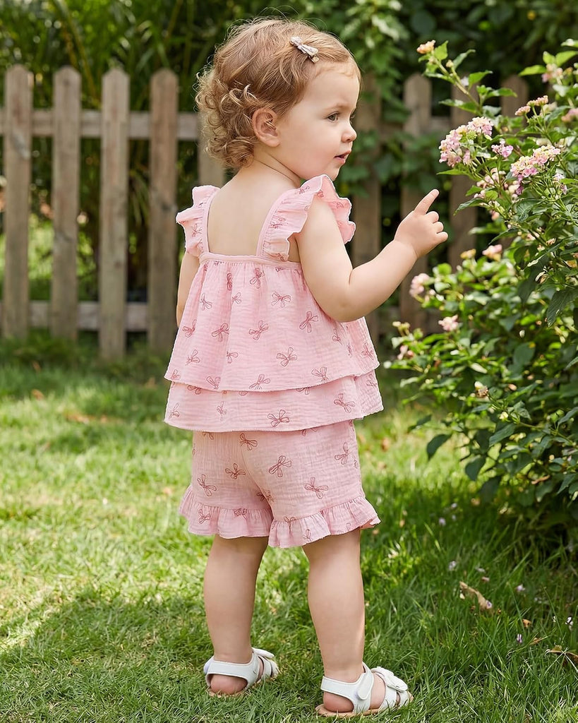 Toddler Girl Outfits Baby Girl Summer Clothes Sleeveless Ruffle Dress Tops and Shorts Clothing Sets