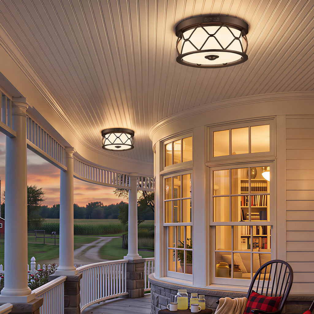 Motion Sensor Outdoor Ceiling Light, LED Flush Mount Porch Light