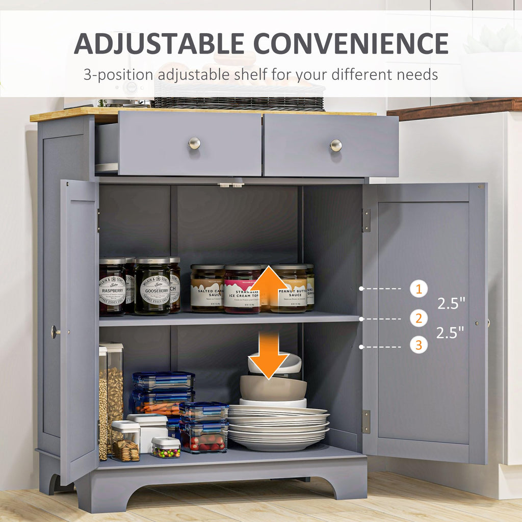 Sideboard Buffet Cabinet Solid Wood Countertop Gray