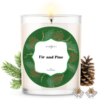Christmas Winter Candles and Jewelry Earring Inside| Fir and Pine | Home Decor Gifts