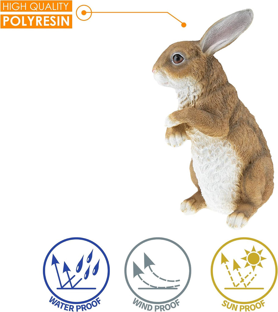 Rabbit Garden Statue Outdoor Décor, Resin Figurine Decoration for Lawn, Yard, Patio, Porch, and More