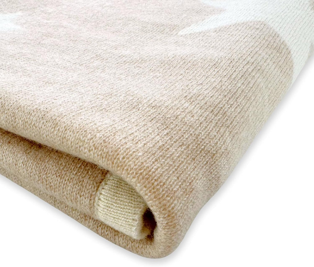 100% Cashmere Baby Blanket Star Design 32" x 40" Cream