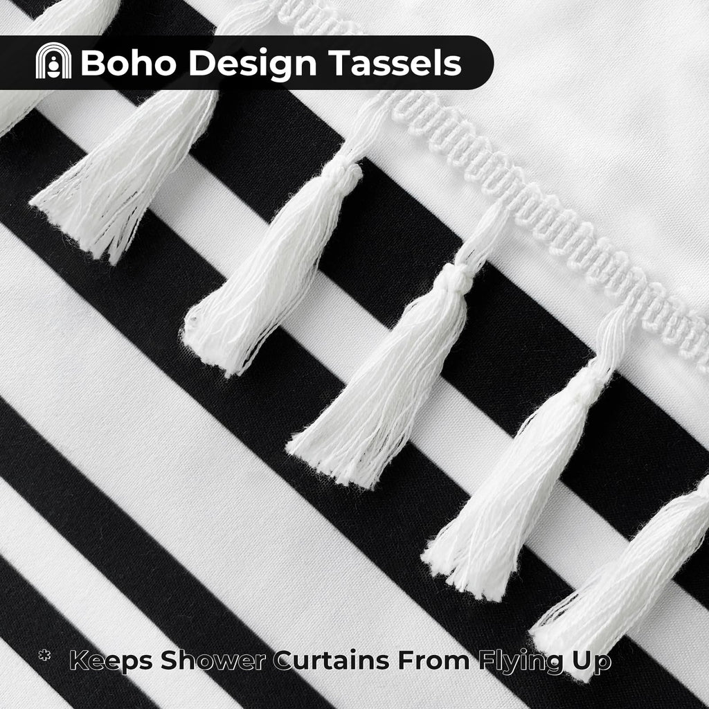 Black and White with Tassel 72" W x 78" L