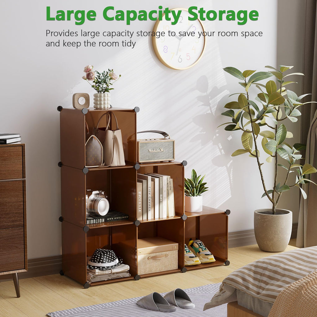 6-Cube Storage Organizer Cube Shelf Closet Storage Bookcase, Brown