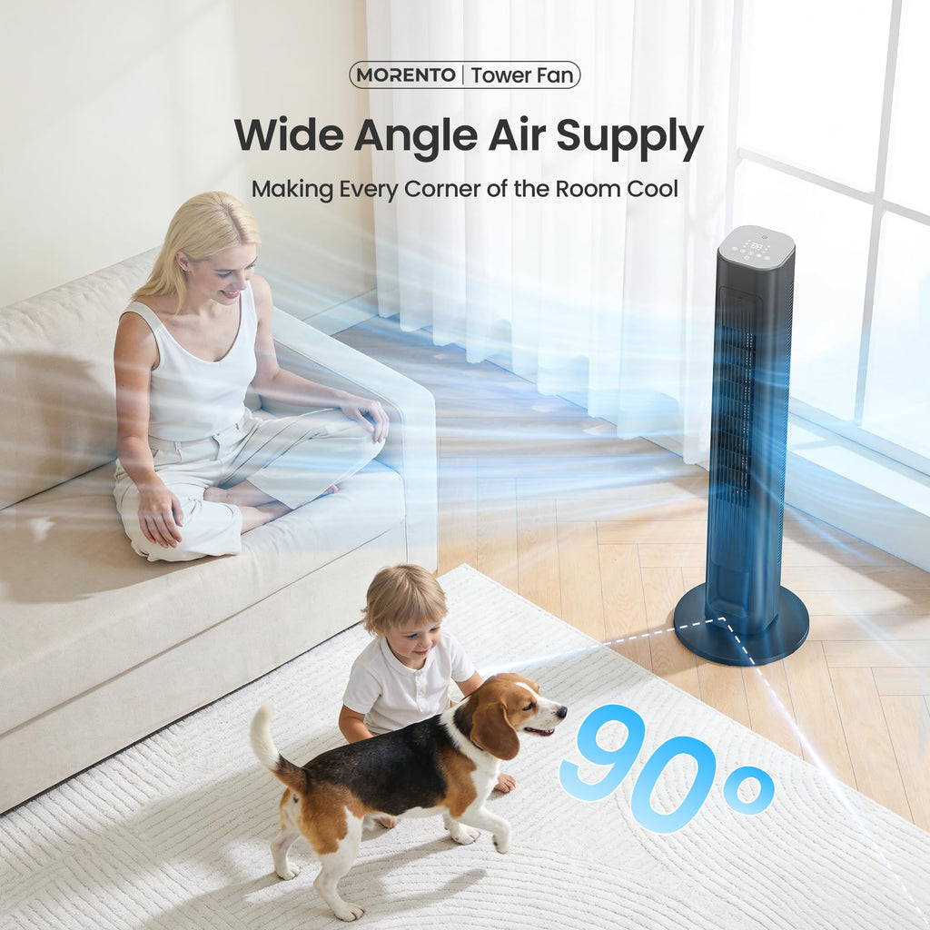43'' Smart Tower Fan , 90°oscillating, 12H Timer, Black