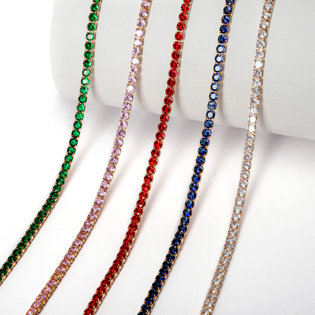 Zircon Rhinestones Close Chain Round Beaded Trim for Sewing Craft DIY Decoration(3X3MM Golden Clear) - 1 Yards