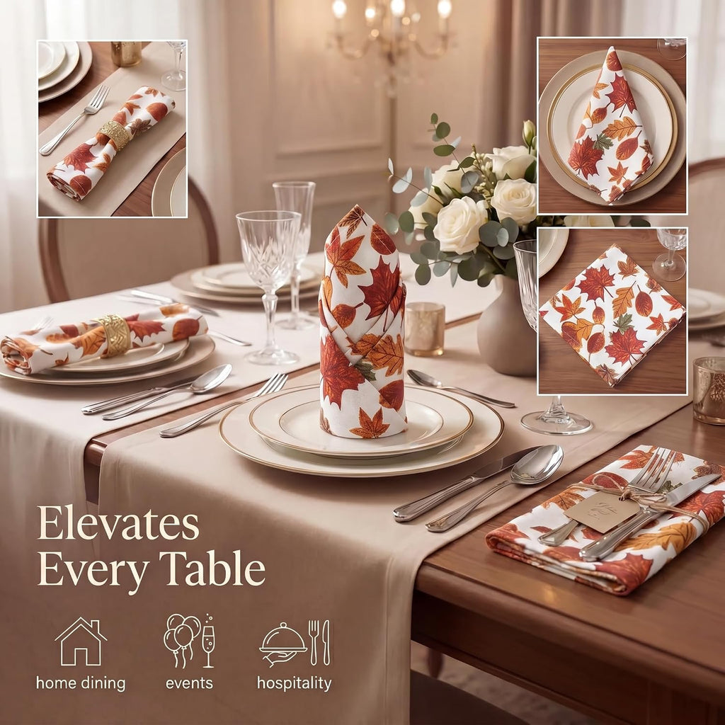 Cloth Napkins Cotton 20x20 (Set of 12) Harvest Leaf Print