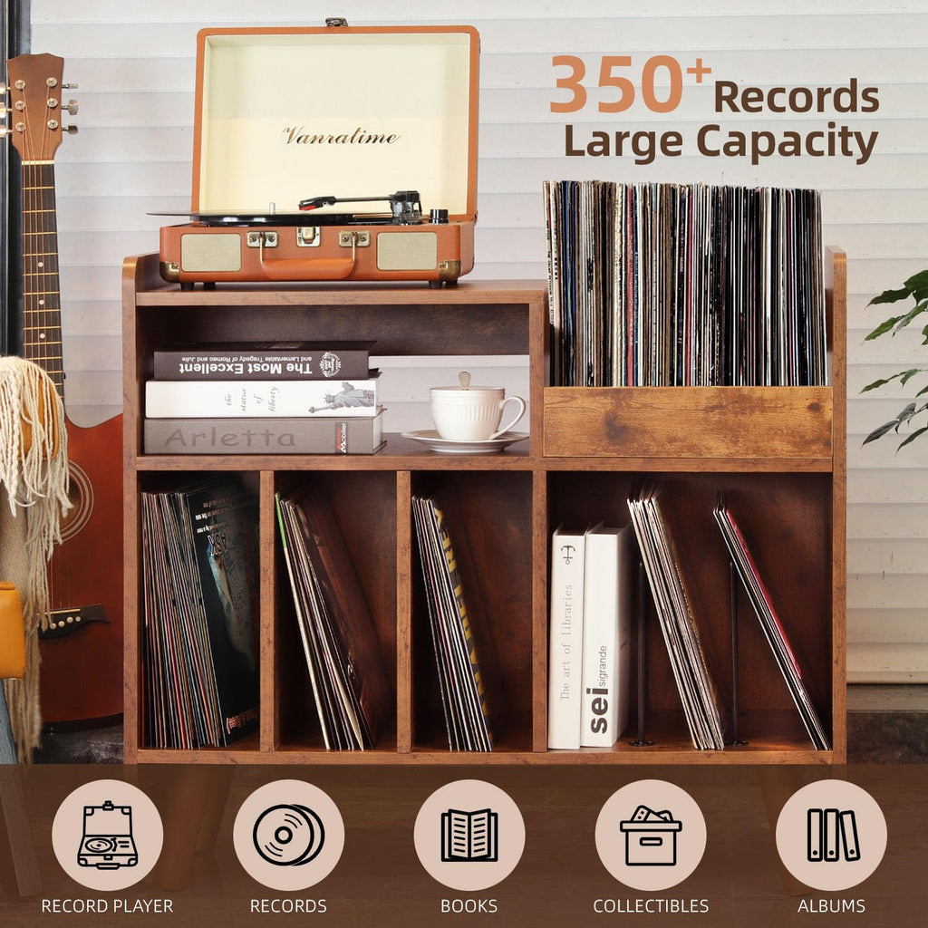Record Player Stand, Large Record Player Table Cabinet (Brown)