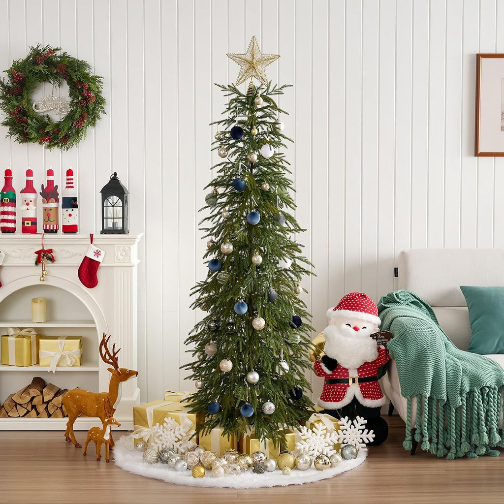 6ft Prelit Christmas Tree with Lights, Skinny Pencil Xmas Tree