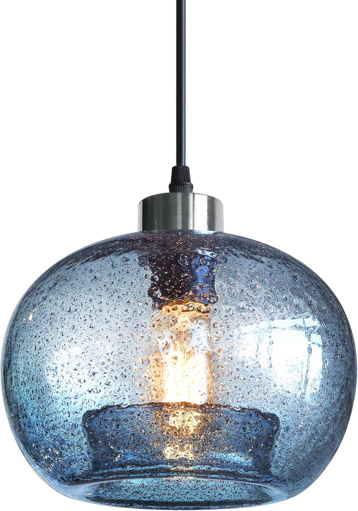 Glass Pendant Lights Kitchen Island Modern Farmhouse Blue Ceiling Hanging Light Fixtures Globe Over Table Sink Foyer