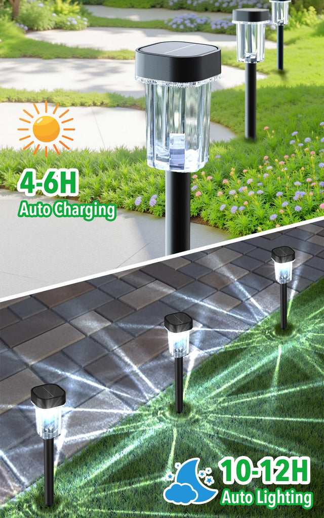 Solar Pathway Lights Outdoor, 12PK Waterproof Solar Powered Garden Lights