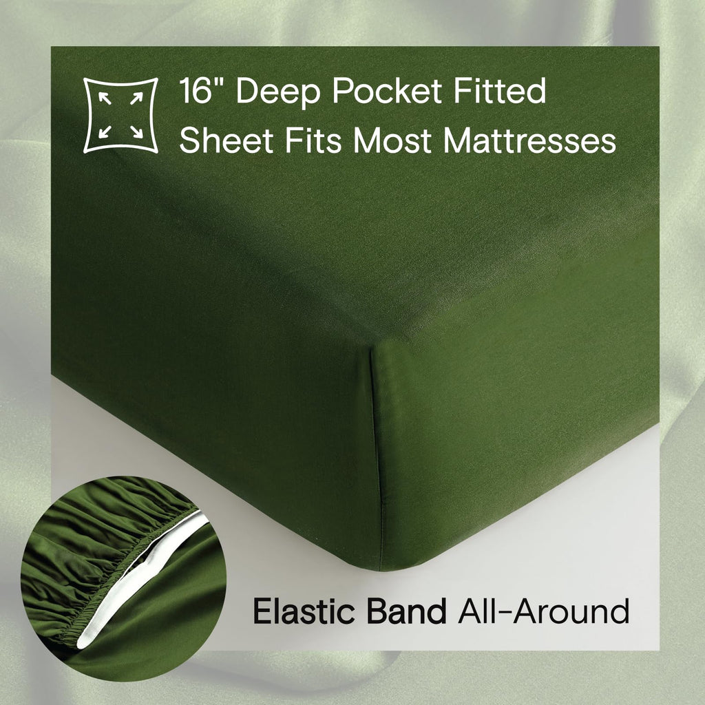 DOZ Sheet Set, 100% Viscose derived from Bamboo, Organically Grown, Buttery Soft, Cooling Sheets, High GSM, Deep