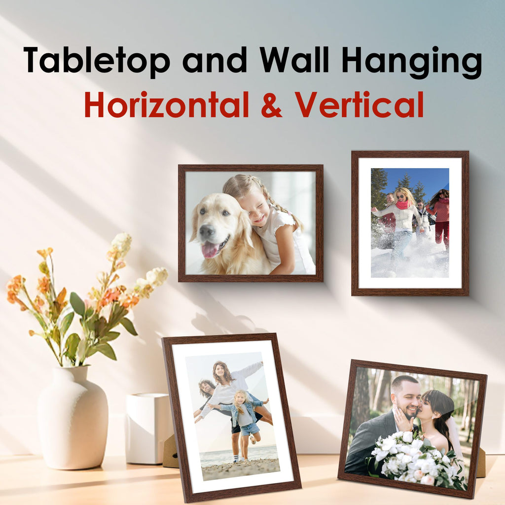 8x10 Picture Frame Bulk-6 Pack, Photo Frame with HD Plexiglass, Display Pictures 5x7 with Mat or 8x10 Without Mat