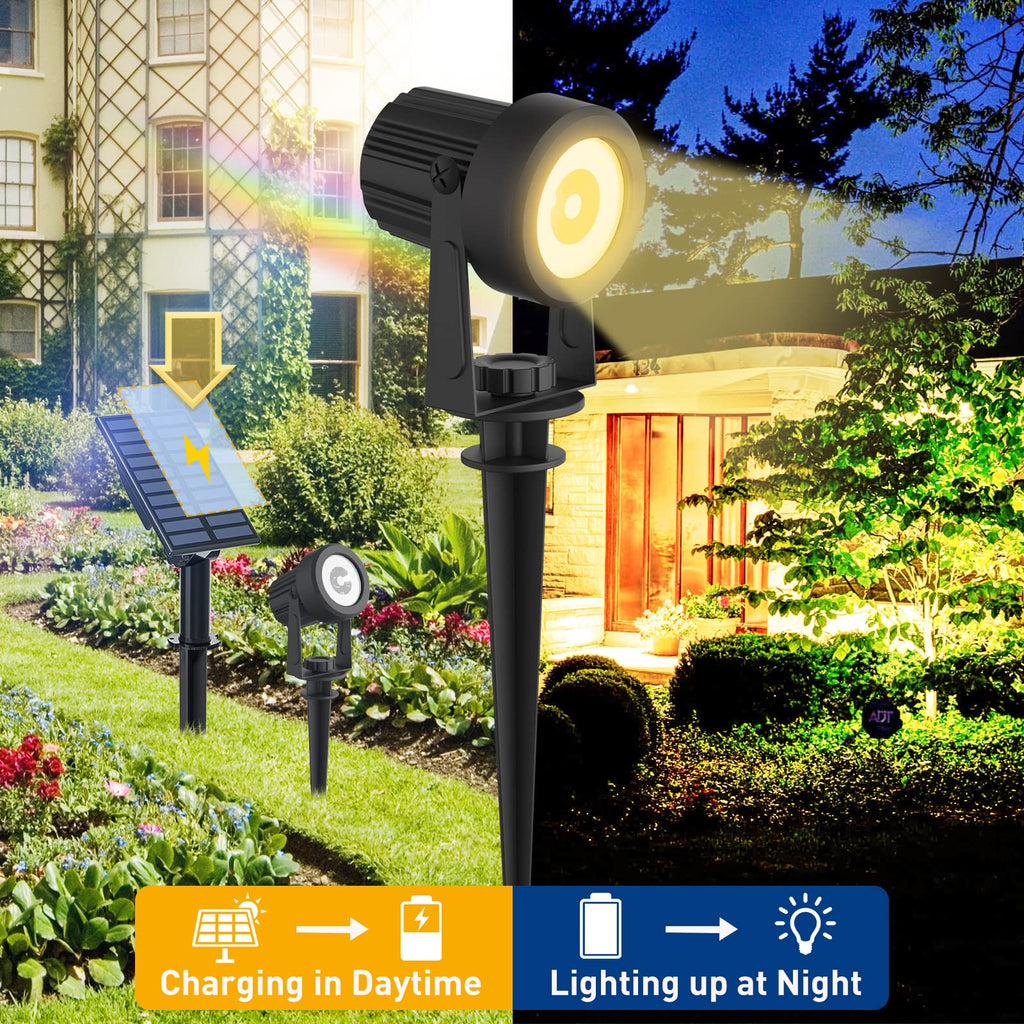 Solar Landscape Spotlights 4-Pack Warm White 3000K Outdoor Garden