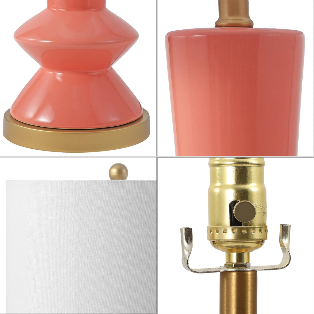 Ziggy 27" Modern Ceramic Metal Table Lamp, Coral/Gold Painting
