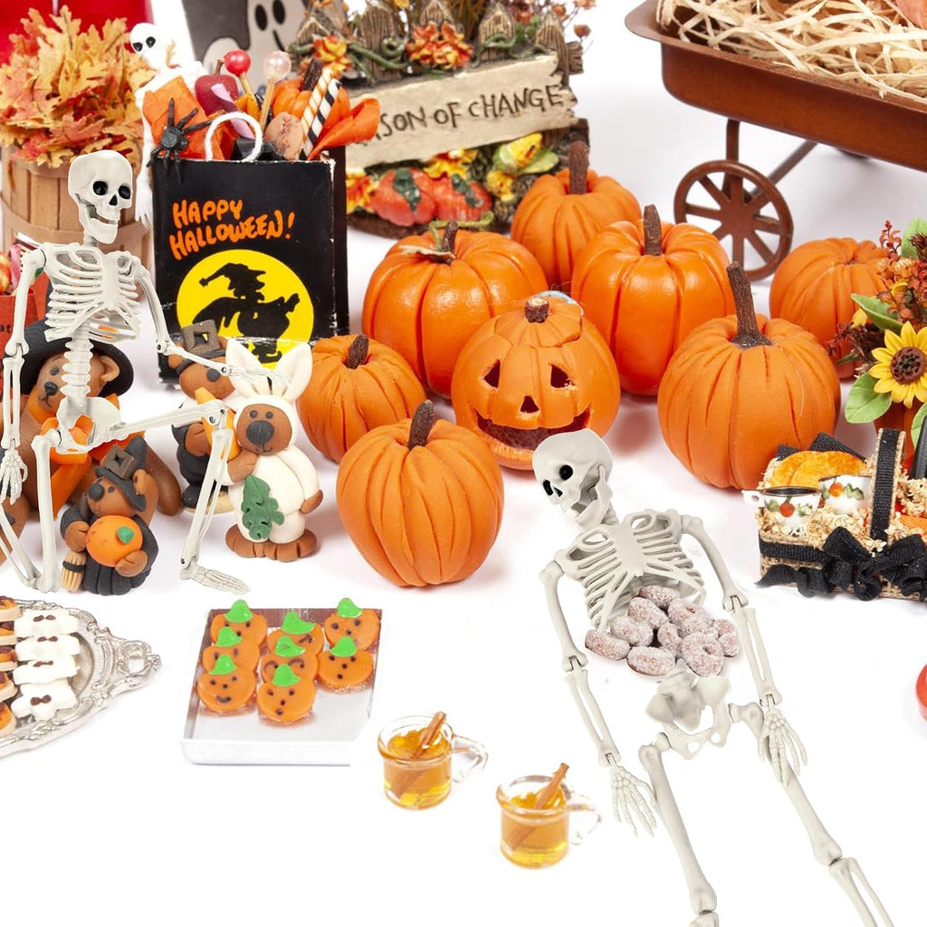 16" Halloween Skeleton Decorations with Posable Joints - Set of 5