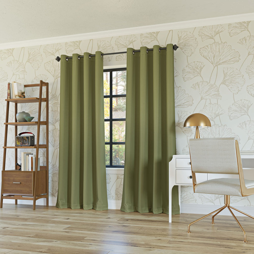 Nordic 2-Pack Theater Grade Noise Reducing Extreme 100% Blackout Grommet Curtain Panel Pair, 52" x 84, Sage Green