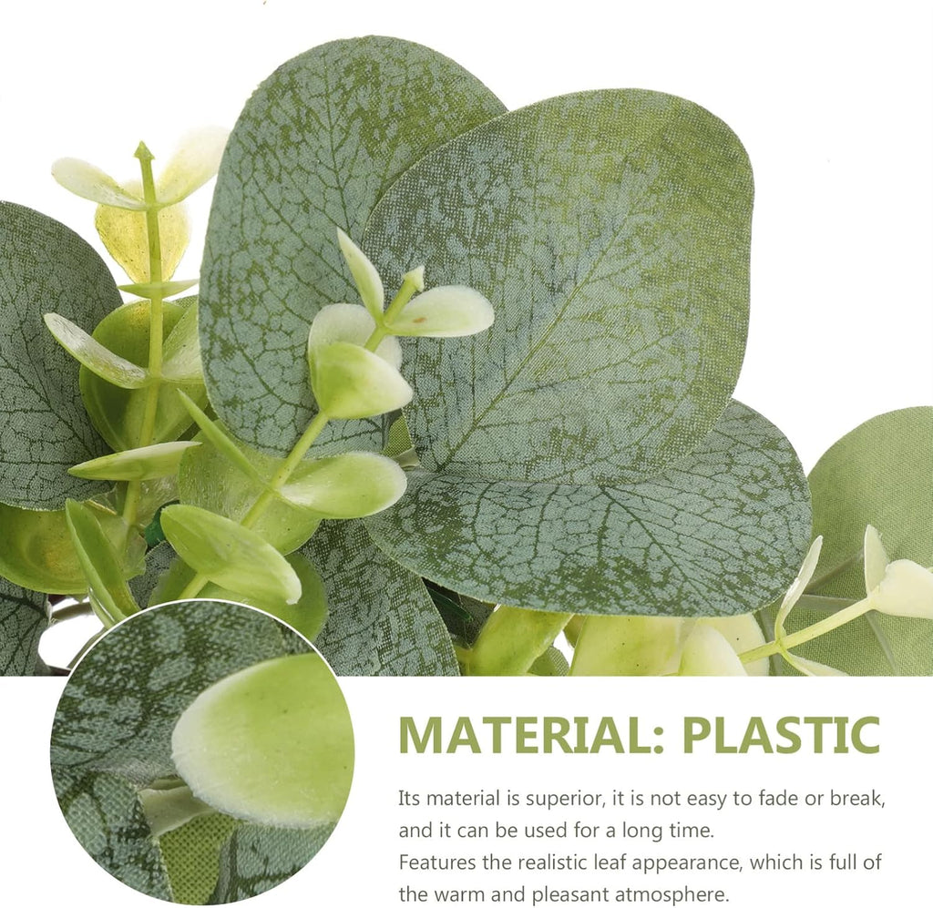 Artificial Wreath Candle Holders Eucalyptus Leaf Decorative Tabletop Ornaments Party and Wedding Decor No - Set of 2