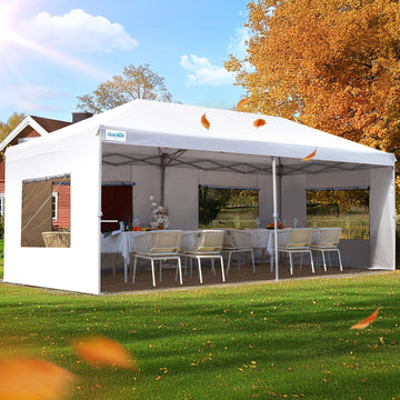 10x20 Pop Up Canopy with 6 Sidewalls & Mesh Windows