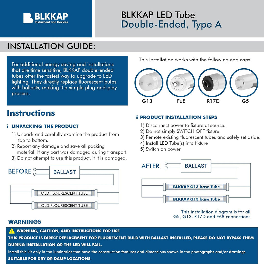 18 in. T8 G13 LED, F15T12, F15T8, Type A Plug & Play, 2700K, Clear
