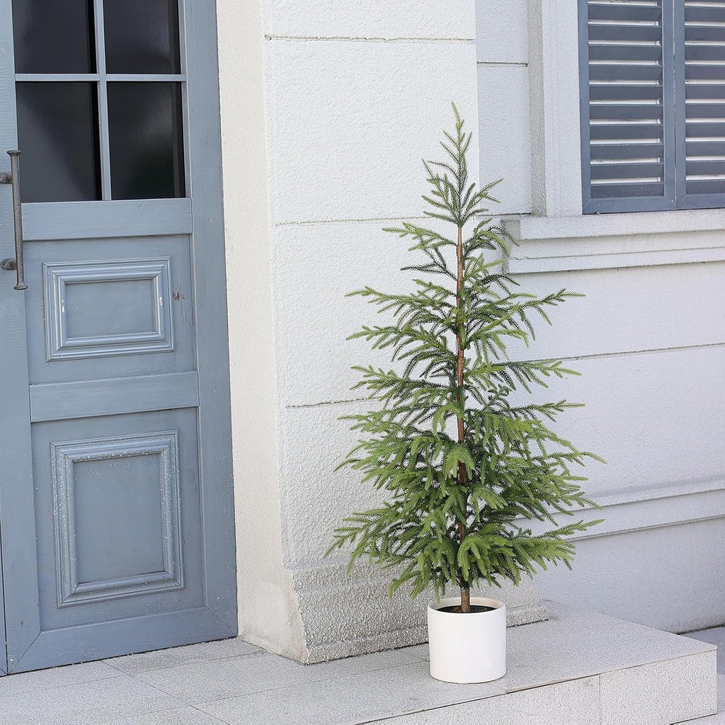 4FT 1Pcs Artificial Norfolk Pine Potted Christmas Tree for Front Door Decor