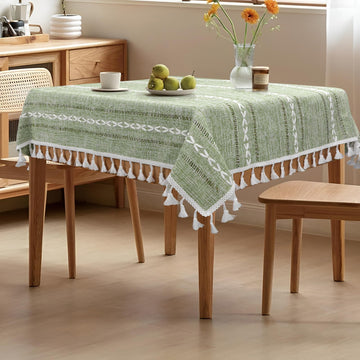 Boho Small Square Tablecloth 36''x36'', Sage Green Linen Coffee Table Cover, Spring Nightstand Cover Top, End Bedside