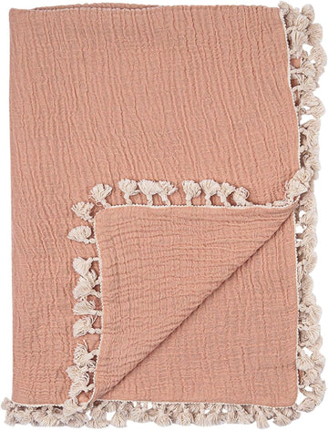 Layer Quilt Muslin Swaddle Blanket, Soft Cotton Lightweight Nursery and Stroller Blanket for Baby Boys & Girls