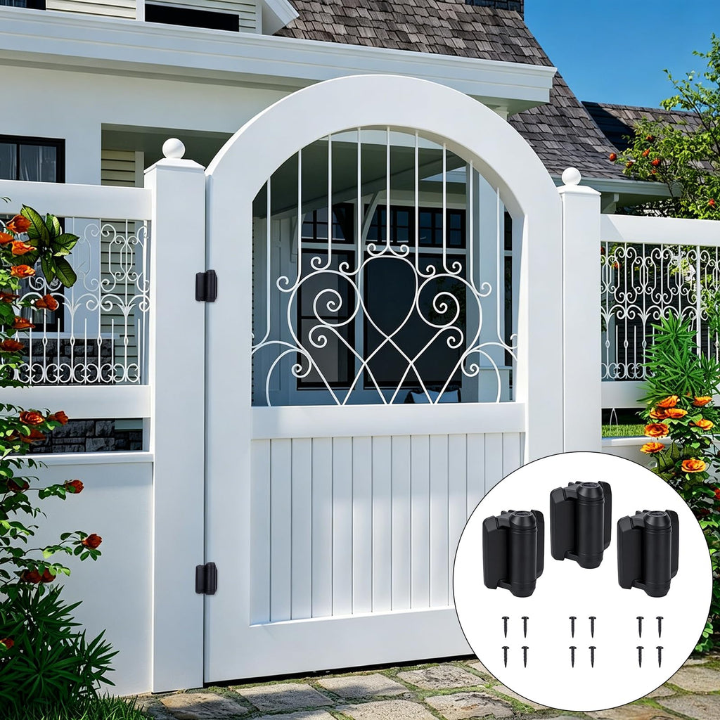 3Pcs Heavy Duty Self Closing Gate Hinges Adjustable Fence Hinges Kit 3.72x2.91x2.24Inch Sturdy Polymer and Stainless
