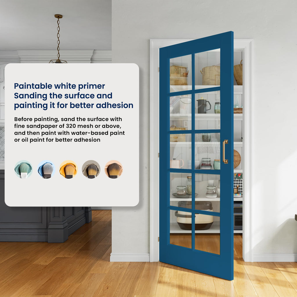 60" x 80" Clear Glass French Interior Solid Core Door Slab