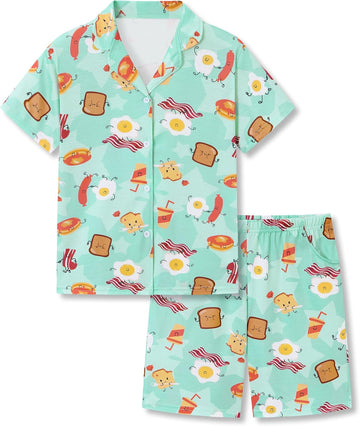 Boys Pajamas Fun Prints Button-Down Short Sleeve Set