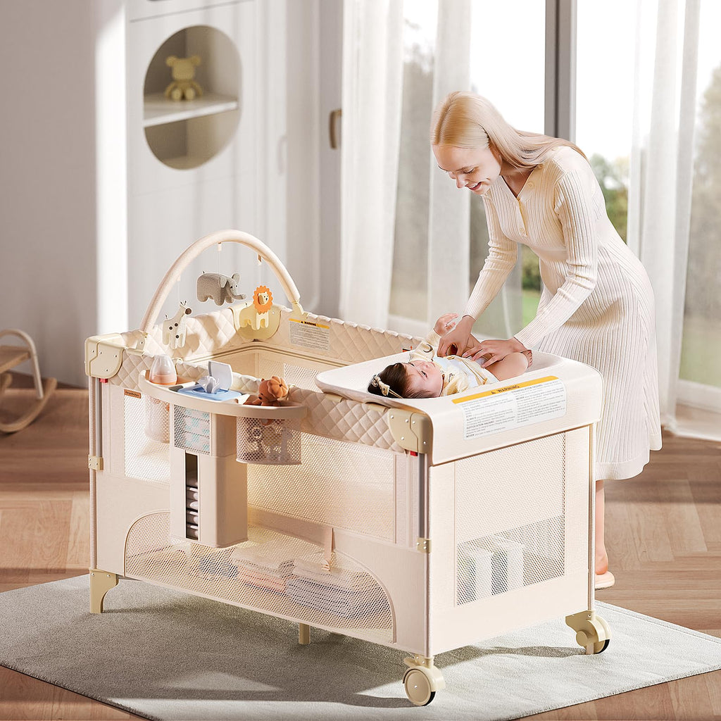 Bassinet,Play Yard,Bedside Crib Sleeper,Diaper Changer