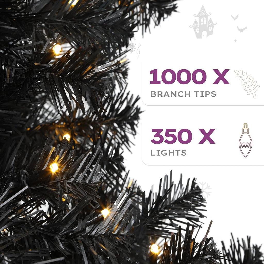Prelit Black Pencil Christmas Tree with Remote