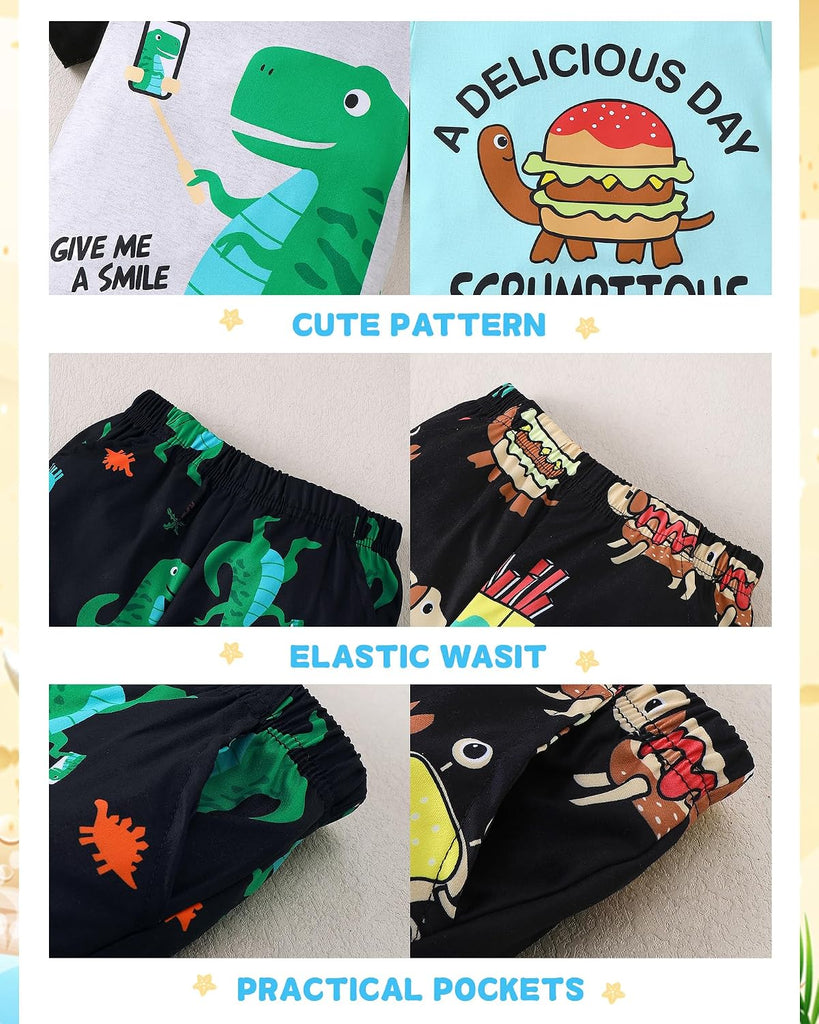 Toddler Baby Boy Summer Clothes Short Sleeve T-Shirt Crewneck Top Piece Shorts Set Infant Baby Boy Outfits